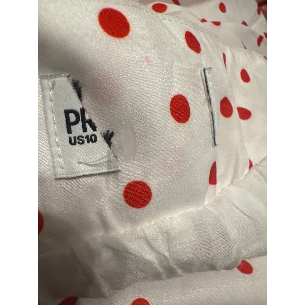 Princess Polly Red Polka Dot White High Waisted Valeria Maxi Skirt US 10 Pockets - Picture 7 of 7